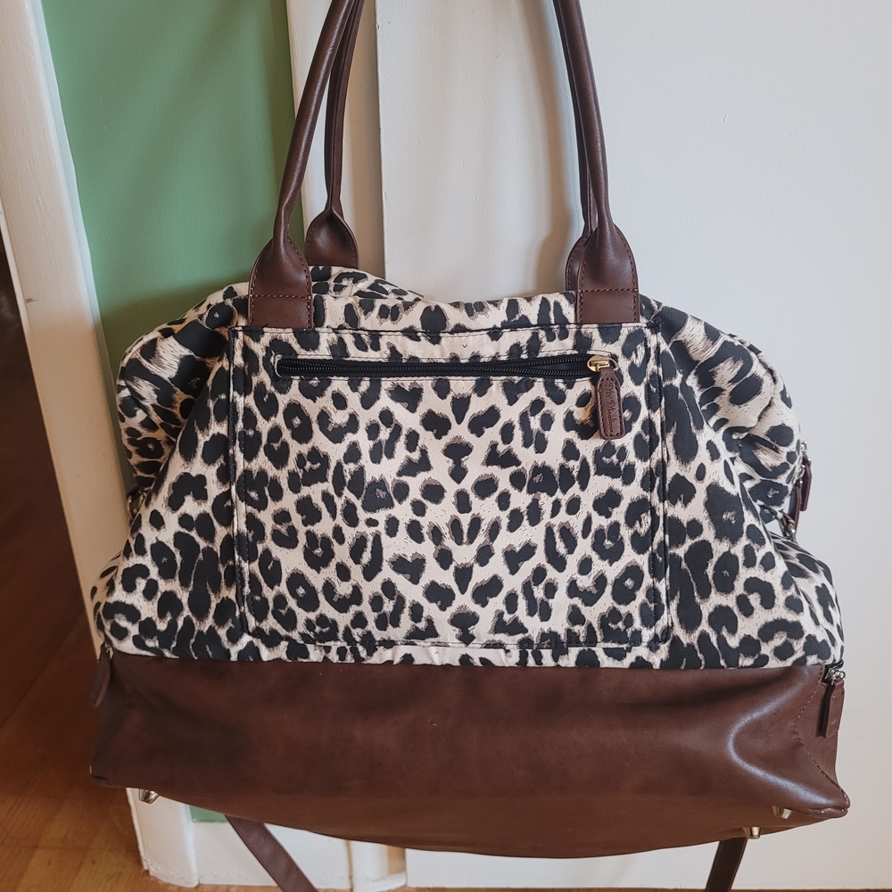 Leopard Print Tote with Brown Accents